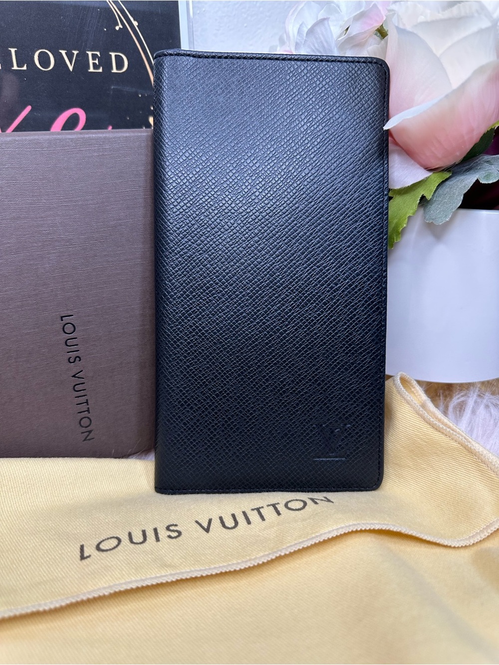 Authentic Louis Vuitton Black Textured Long Wallet with Debossed LV - Picture 2 of 7